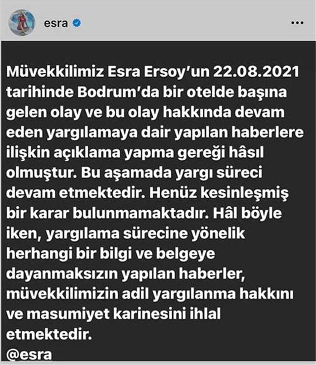 Hakkında Yakalama Kararı Çıkarılan Esra Ersoy'dan İlk Açıklama