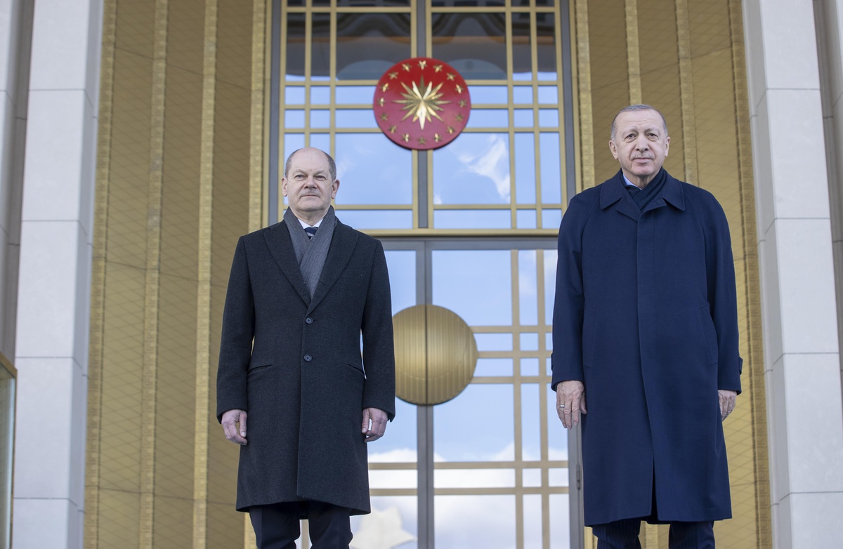 Cumhurbaşkanı Erdoğan, Almanya Şansölyesi Scholz\'u resmi törenle karşıladı