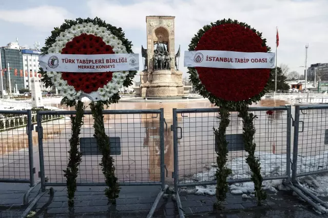 Taksimde hekimlere müdahale! Anıta çelenk koymalarına izin verilmedi