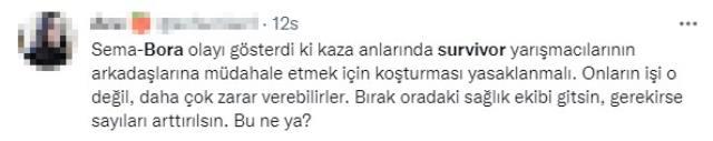 Survivor'da sakatlanan Sema'nın üzerine düşerek müdahale etmeye çalışan Bora'ya tepki yağıyor