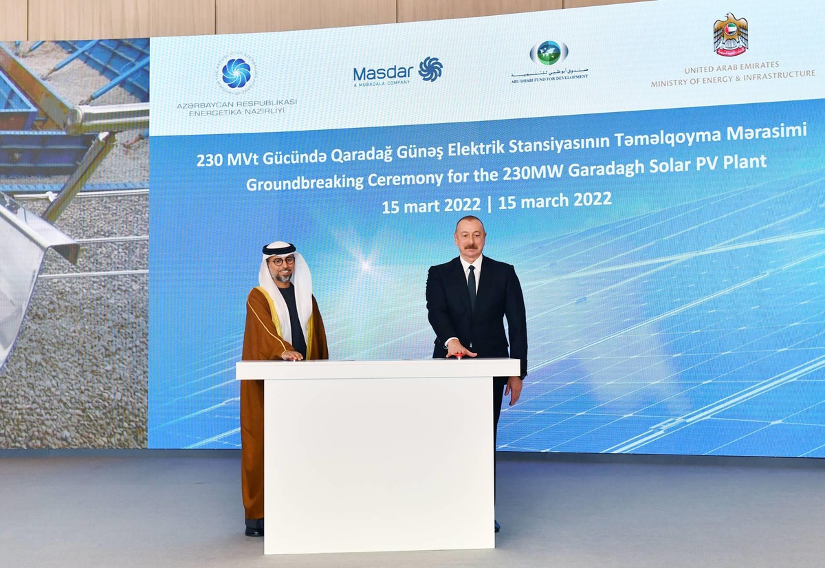 Azerbaycan\'da 230 megavat gücünde güneş enerjisi santralinin temeli atıldı