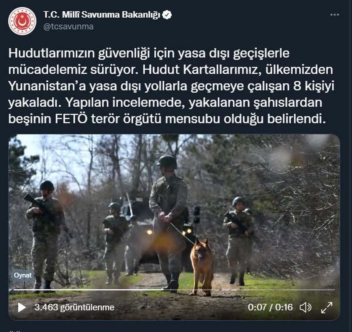 MSB: Yunanistan\'a geçmeye çalışan 5\'i FETÖ üyesi 8 kişi yakalandı