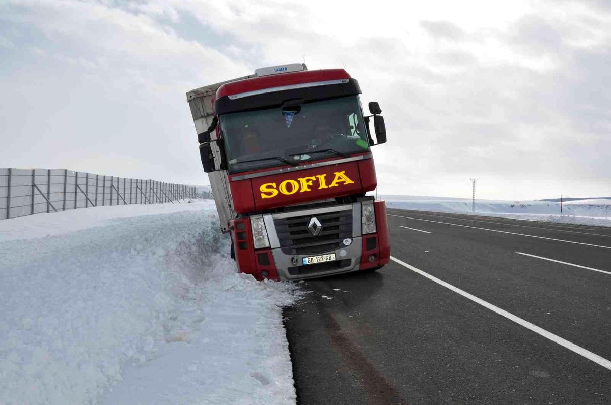 Kars\'ta tır yoldan çıktı