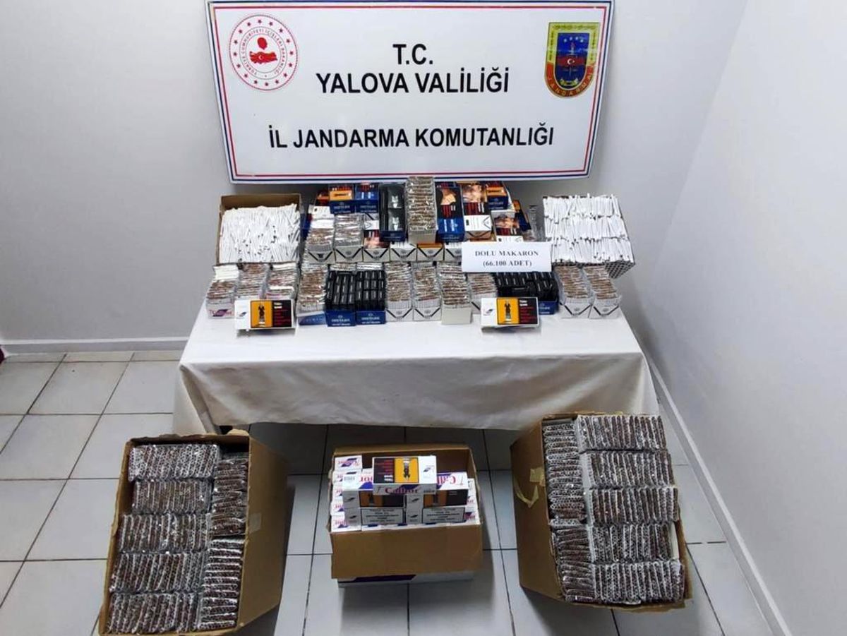 Yalova\'da 66 bin 100 adet dolu makaron ele geçirildi