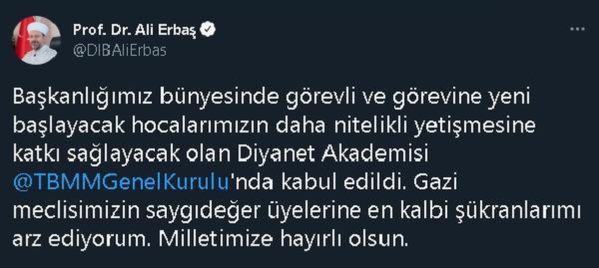Diyanet İşleri Başkanı Erbaş\'tan \'Diyanet Akademisi\' açıklaması