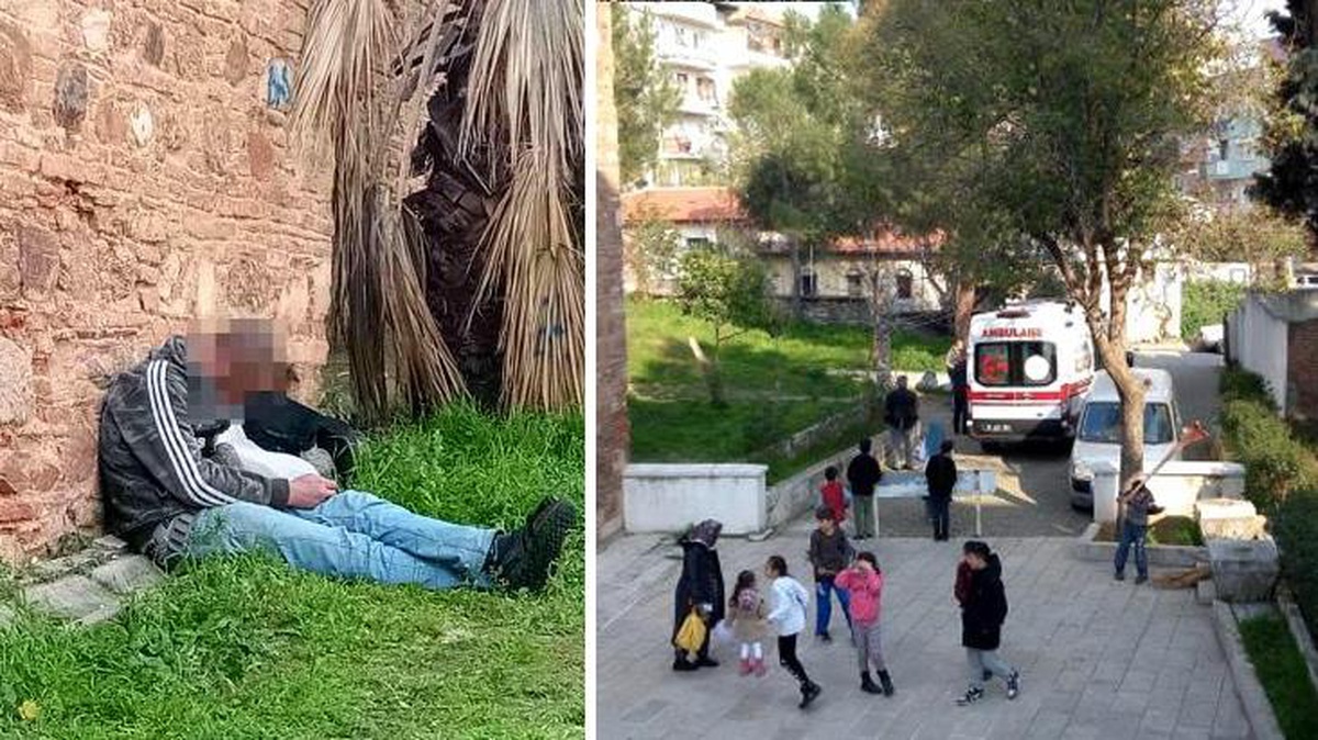 Bu manzaraya küçücük çocuklar şahit oldu! Madde bağımlısı adam, bir anda yere yığıldı