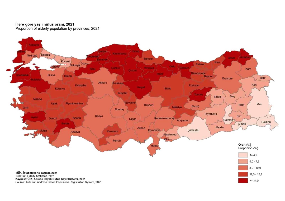 Denizli\'de 2021 yılı yaşlı nüfus oranı 123 bin 137 kişi olarak açıklandı