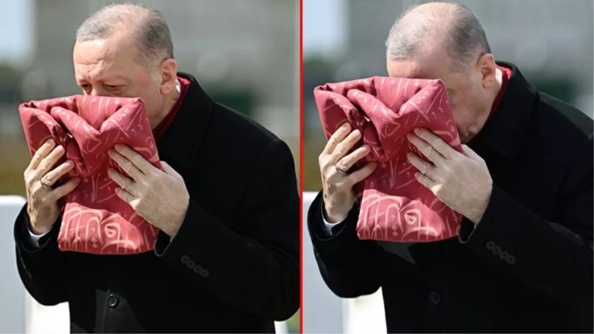 Cumhurbaşkanı Erdoğan, Çanakkale Zaferi\'nin Anma Töreni\'nde sancağı öpüp başına koydu
