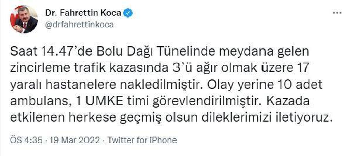 Bolu Dağı Tüneli\'nde 18 araç çarpıştı: 30 yaralı (2)