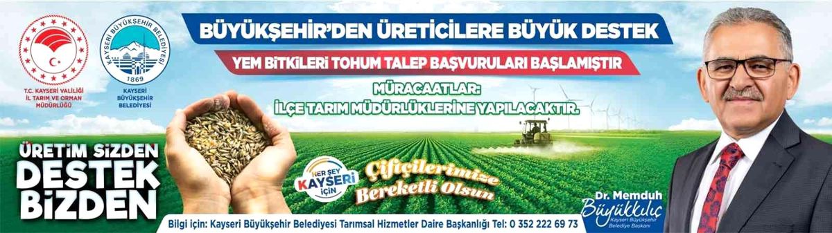 Kayseri'de 4 bin çiftçiye 1000 ton yem bitkisi tohumu dağıtılacak