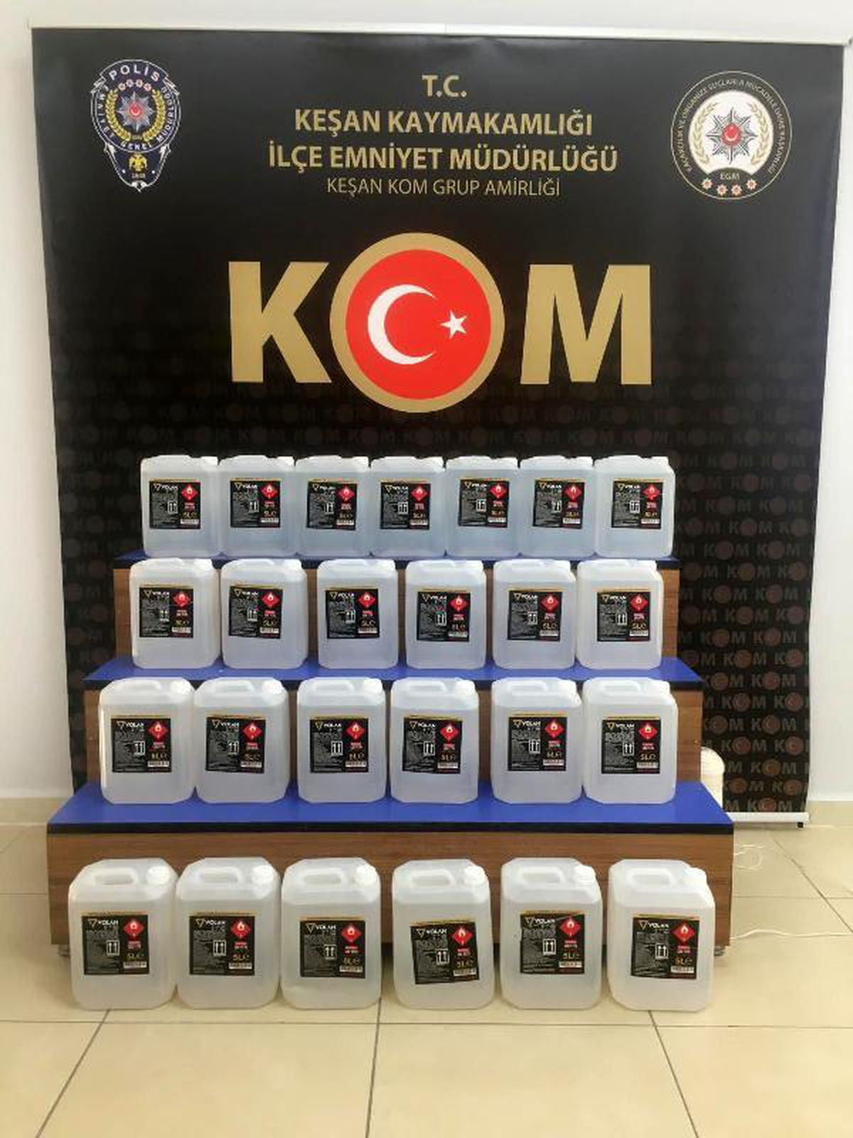 Edirne\'de, araçta 125 litre etil alkol ele geçirildi