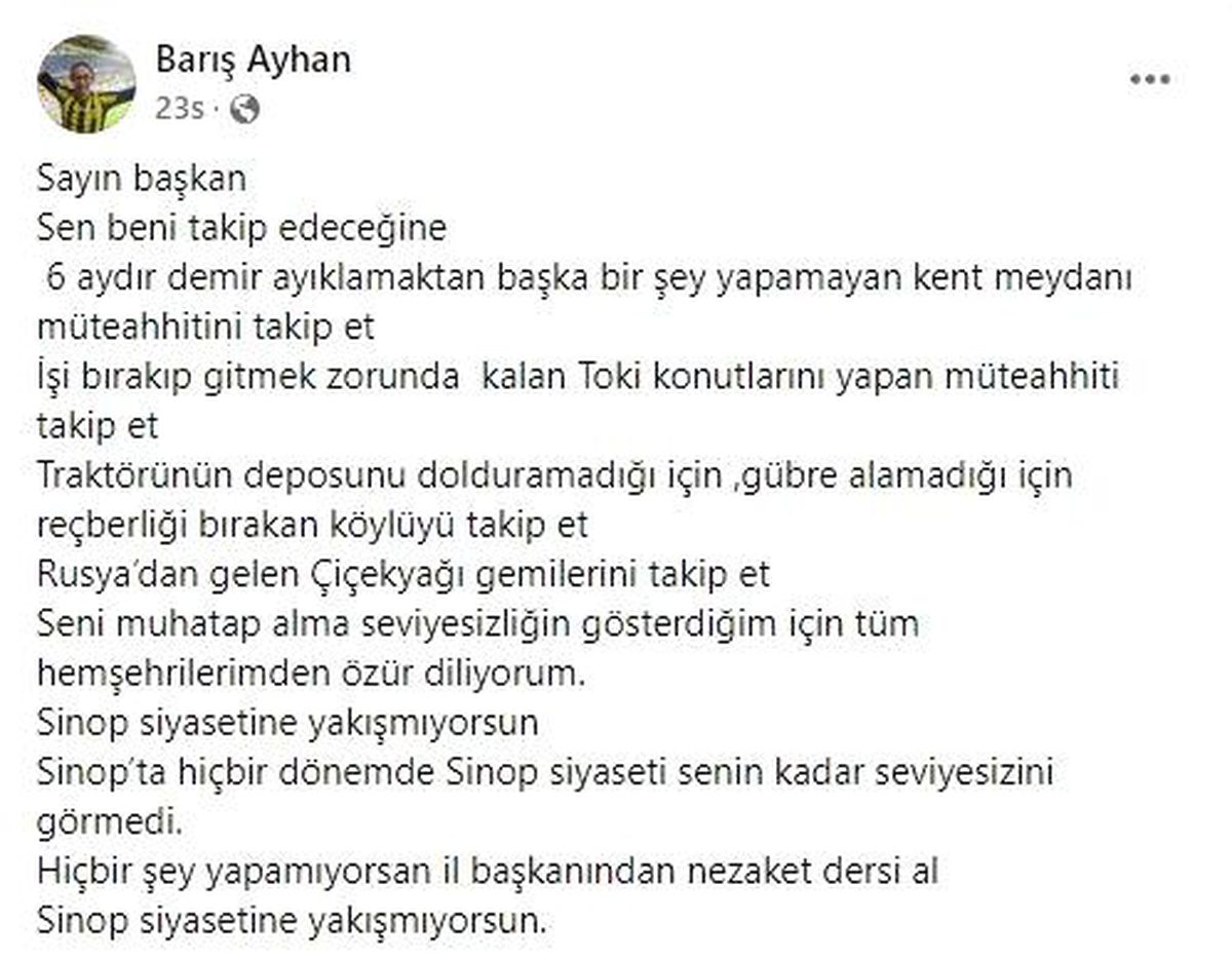 Sinop Belediye Başkanı ile AK Parti Merkez İlçe Başkanı \'kar\' nedeniyle atıştı