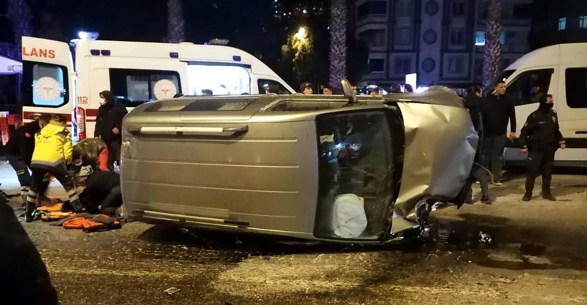 Kontrolden çıkan araç takla attı 1 yaralı