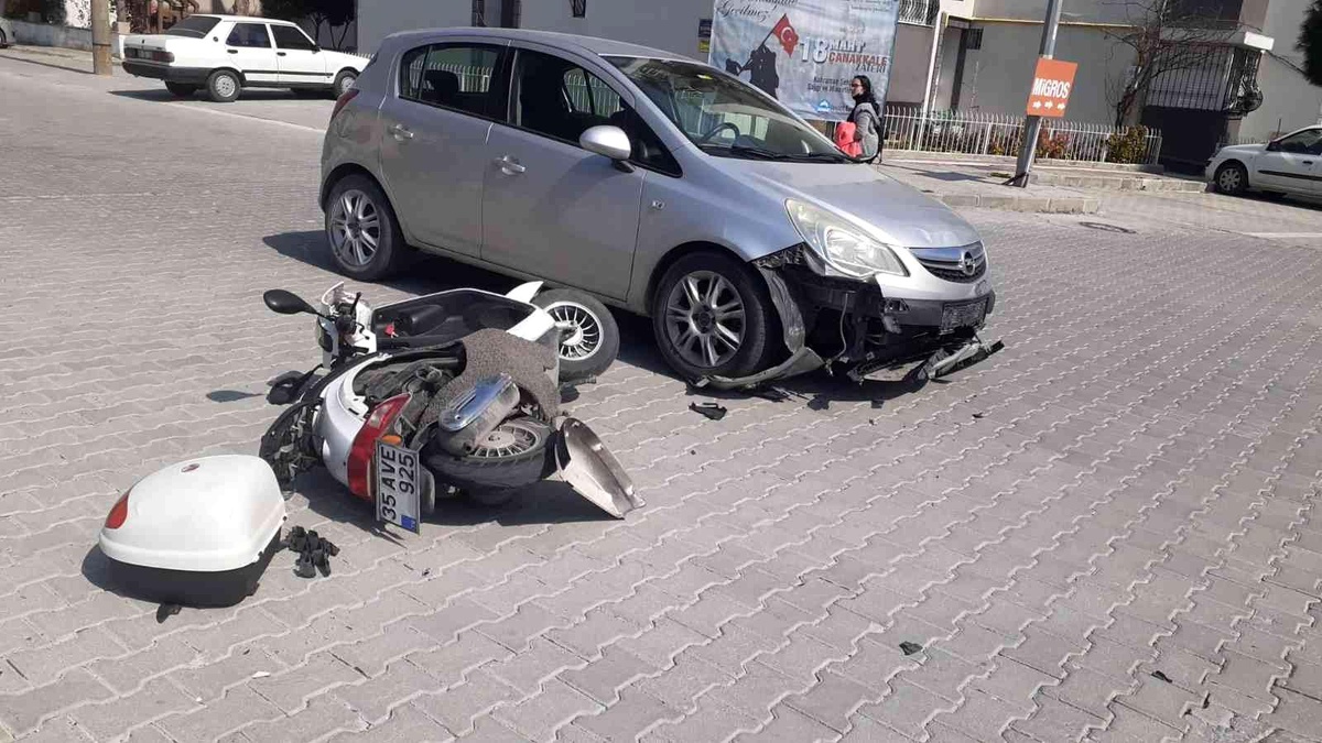 Söke\'de otomobil ile motosiklet çarpıştı