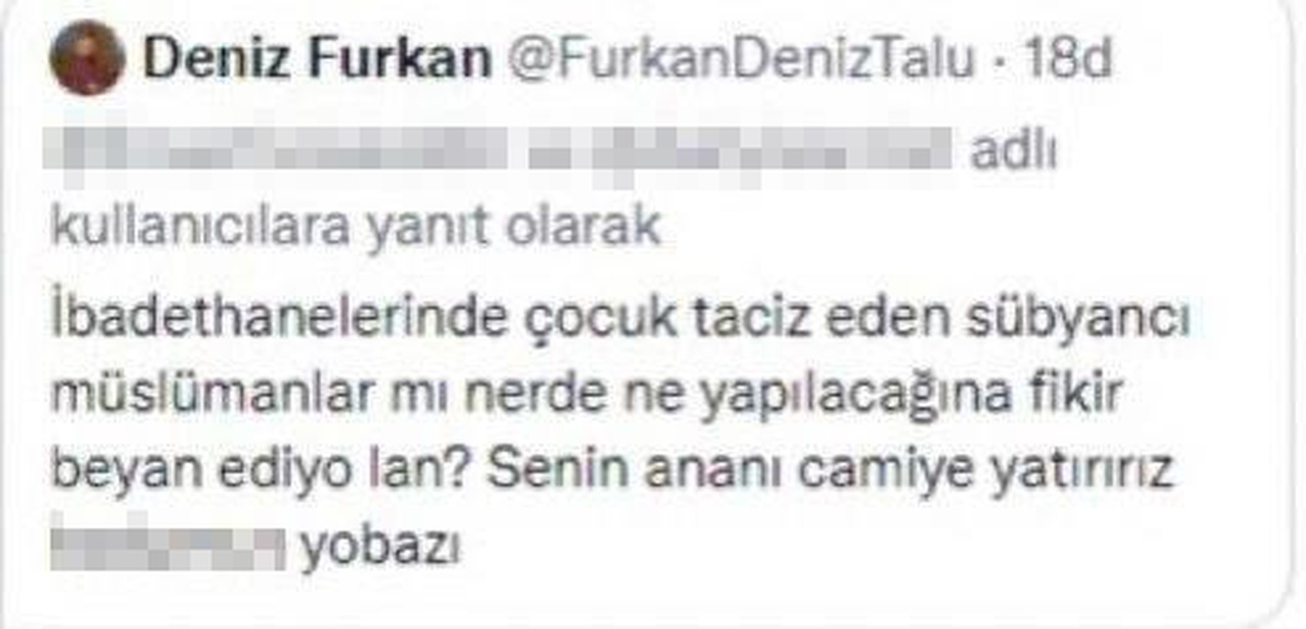 Dini değerlere hakaret eden Deniz Furkan Talu tutuklandı