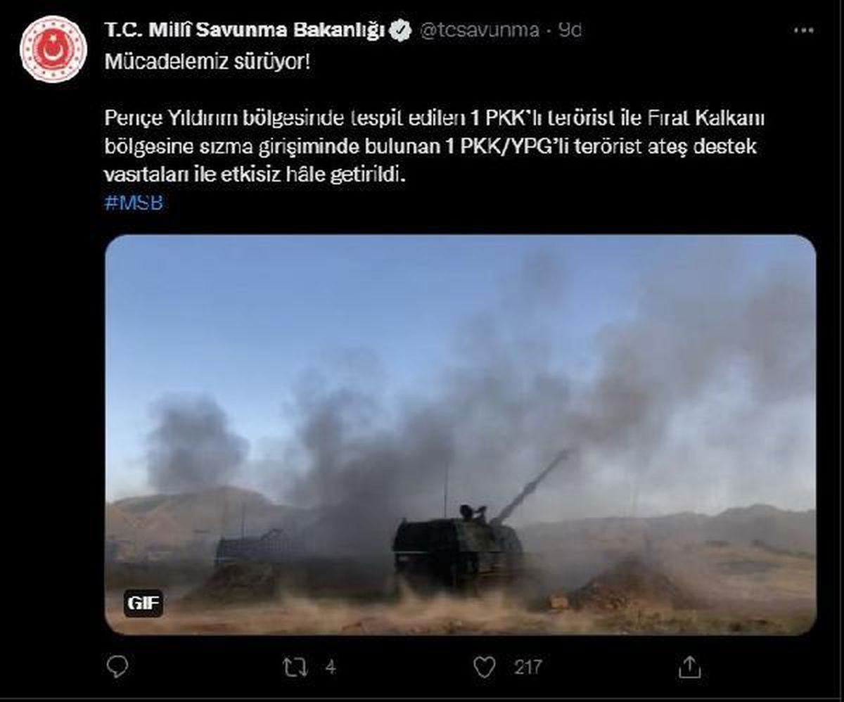 Son dakika haberleri | MSB: 2 PKK/YPG\'li terörist etkisiz hale getirildi
