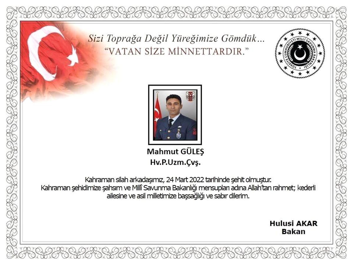 MSB: "İzmir\'de eğitim esnasında yaşanan silah kazası sonucunda 1 asker şehit oldu"
