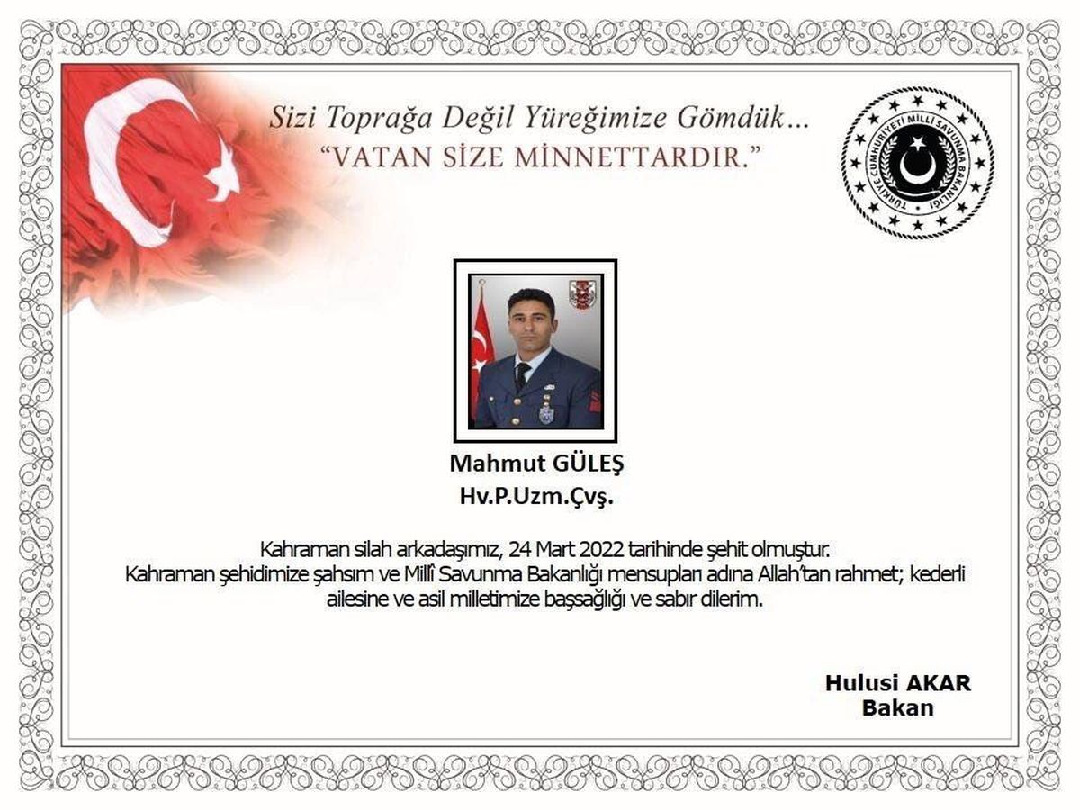 MSB: "İzmir\'de eğitim esnasında yaşanan silah kazası sonucunda 1 asker şehit oldu"