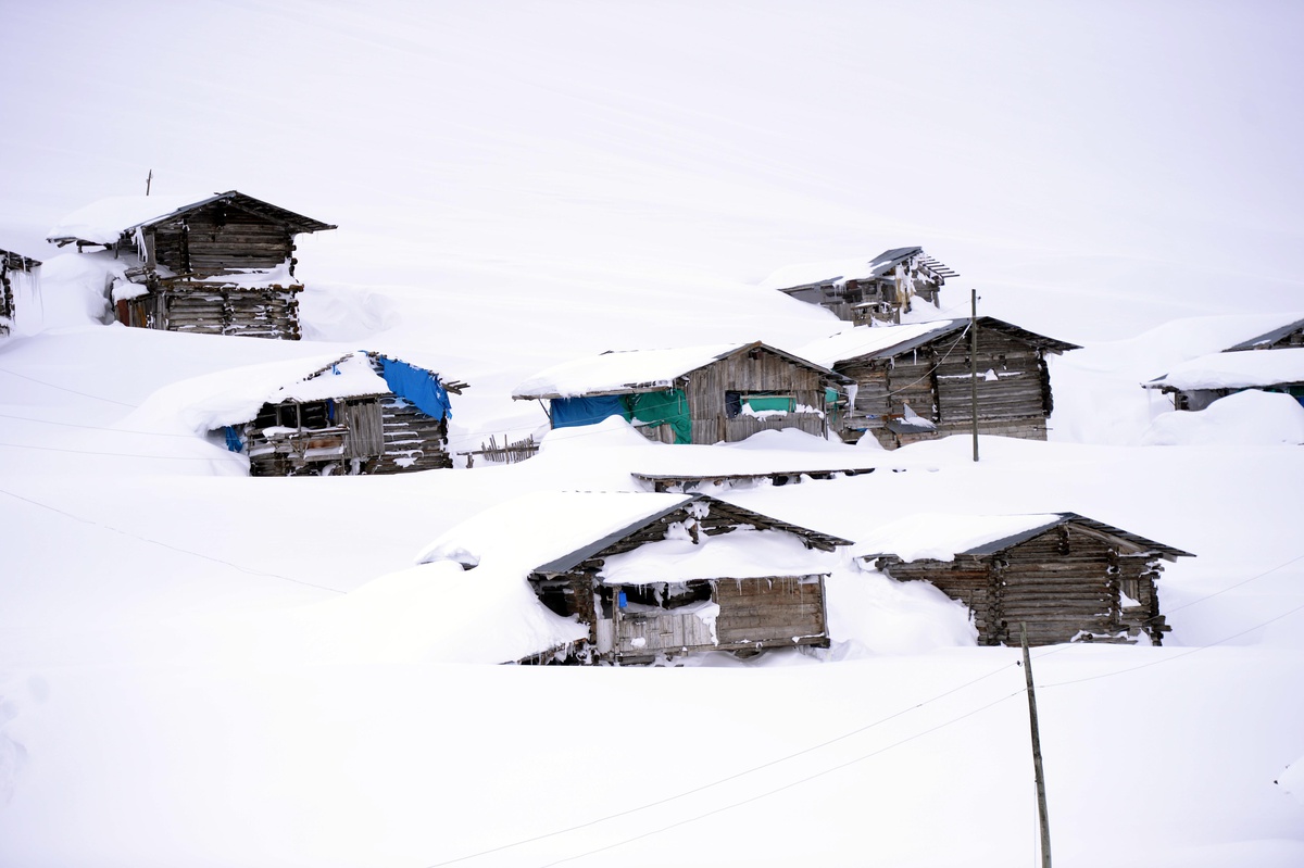Ardahan\'da yayla evleri kar altında kaldı