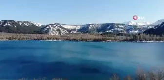 Isparta Gölcük Tabiat Parkında bahar manzarası havadan görüntülendi