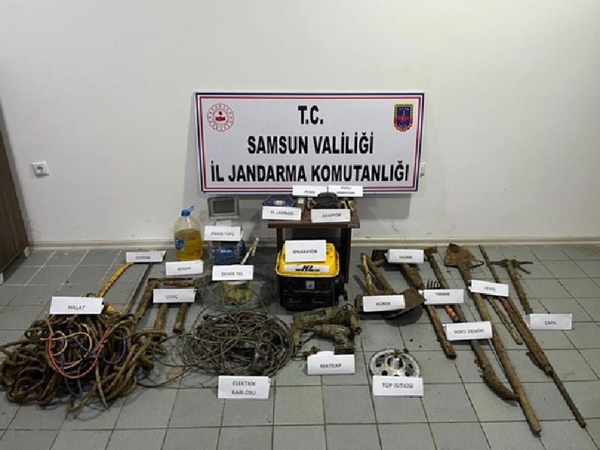 Samsun\'da kaçak kazı yapan 3 şüpheli suçüstü yakalandı