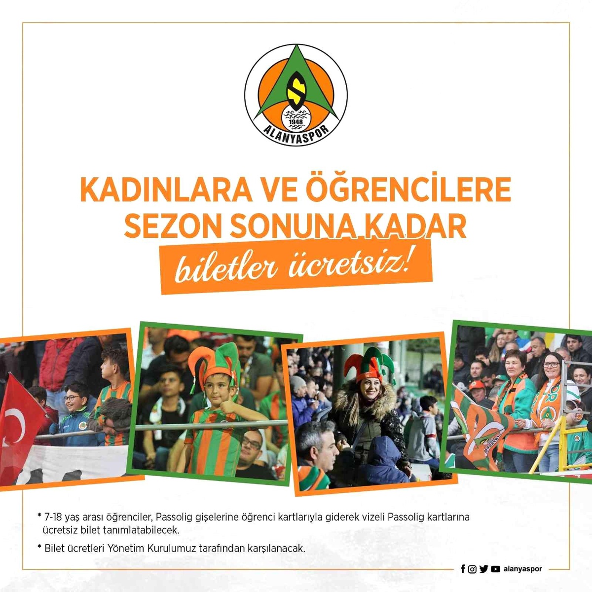 Alanyaspor\'da maçlar sezon sonuna kadar kadın ve öğrencilere ücretsiz olacak