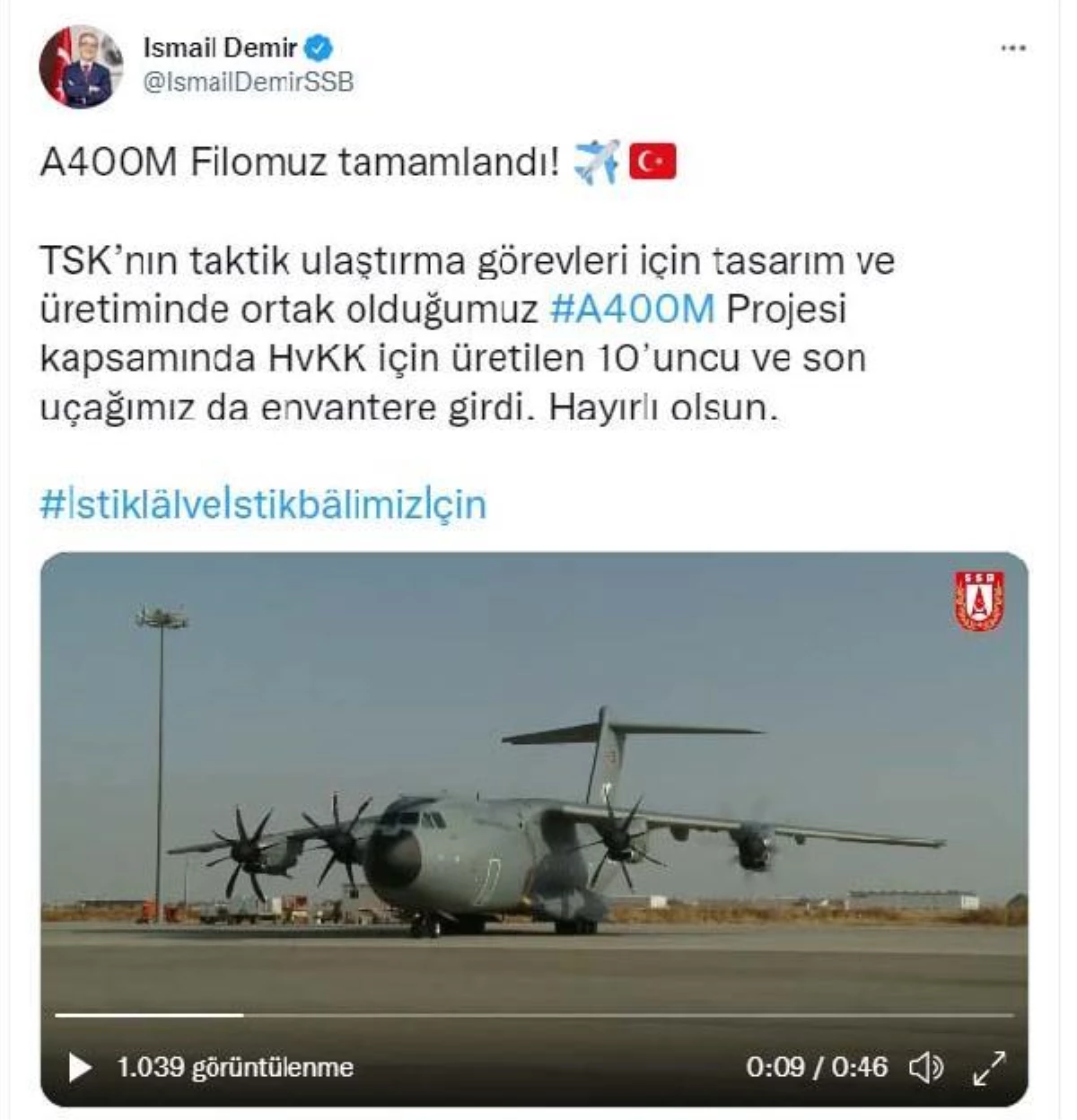 İsmail Demir: A400M filomuz tamamlandı