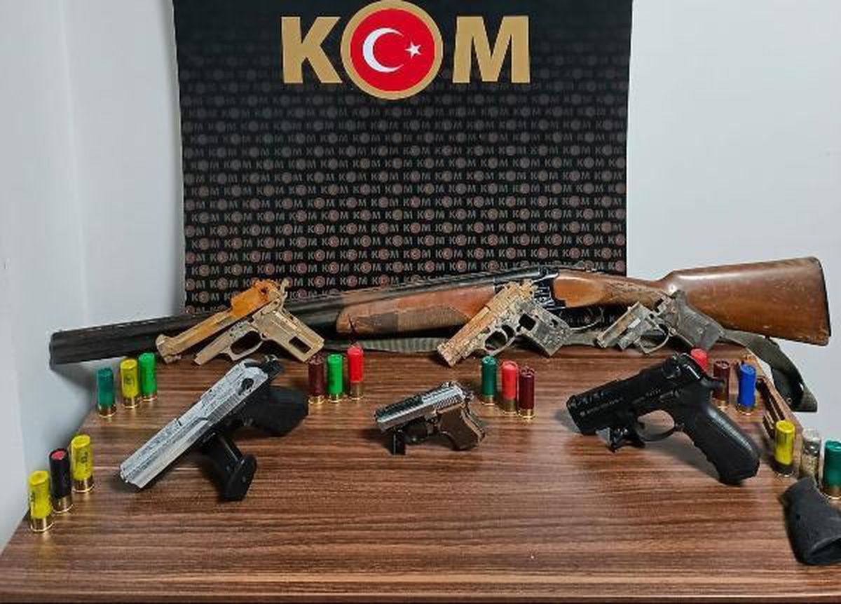 Ev ve bahçede çok sayıda silah ele geçirildi