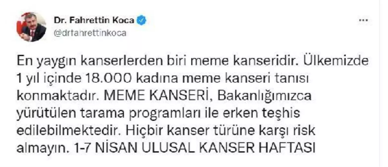 Bakan Koca: Hiçbir kanser türüne karşı risk almayın