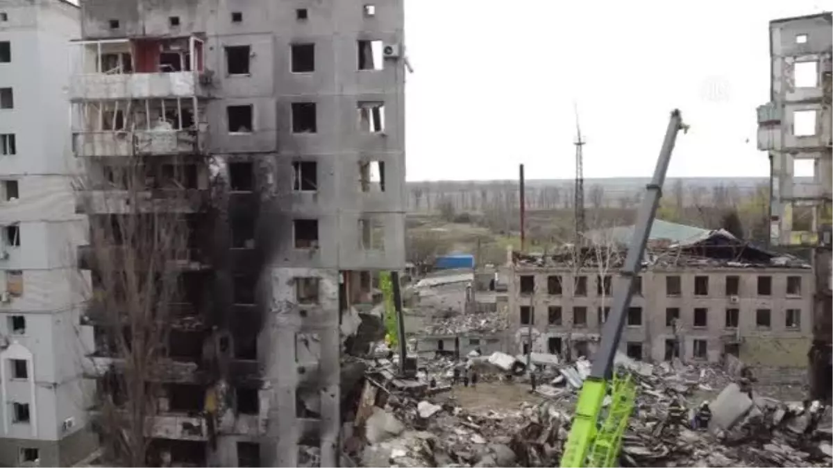 Harabeye dönen Borodyanka havadan görüntülendi