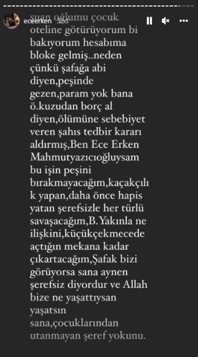 Hesabına bloke konulan Ece Erken ateş püskürdü: Şafak'ın ölümüne sebebiyet veren kişi yaptı