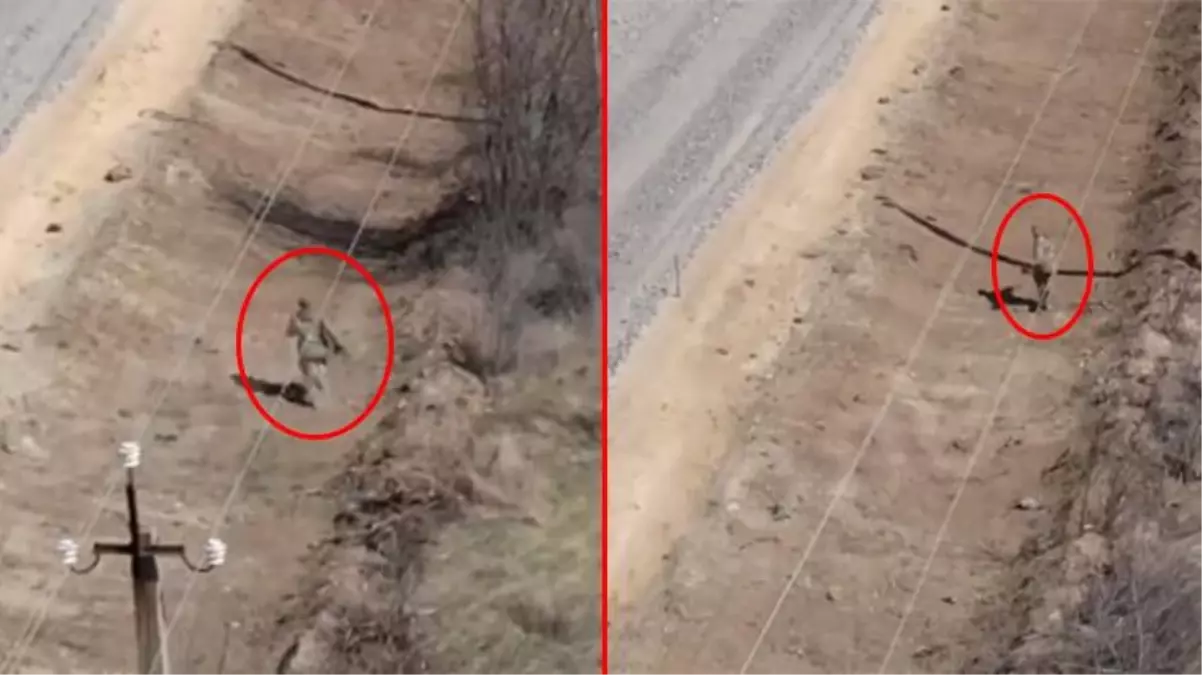 Ukrayna ordusu Rus askerini SİHA ile takip etti! Askerin kaçış anı saniye saniye kaydedildi