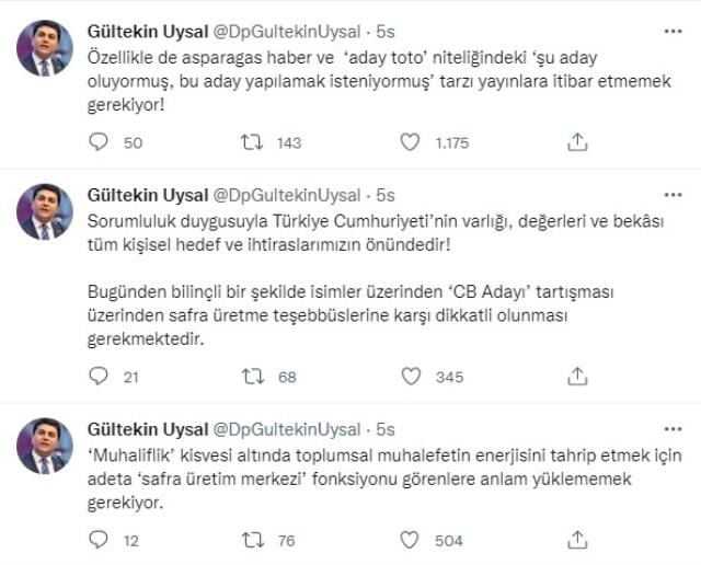 6'lı masanın ortağı Gültekin Uysal, muhalefetin cumhurbaşkanı adayı için 3 kriter paylaştı! İlk madde kriz çıkarır