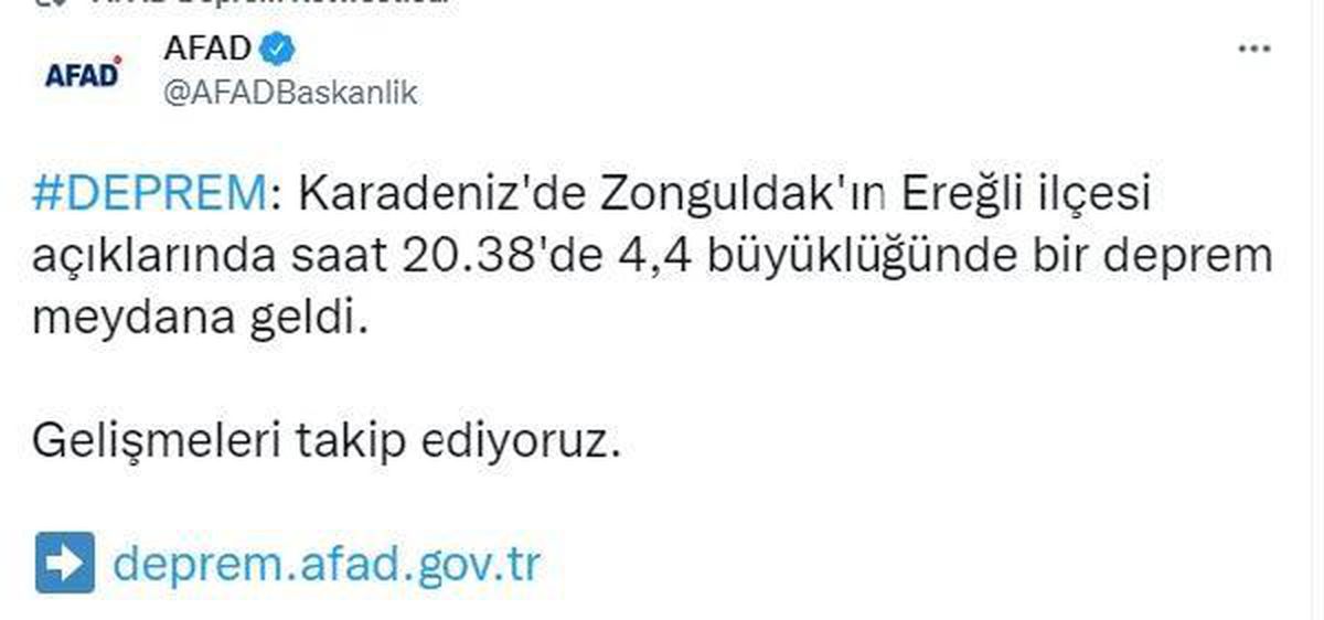 Ereğli açıklarında 4.4 büyüklüğündeki deprem birçok ilden hissedildi (2)