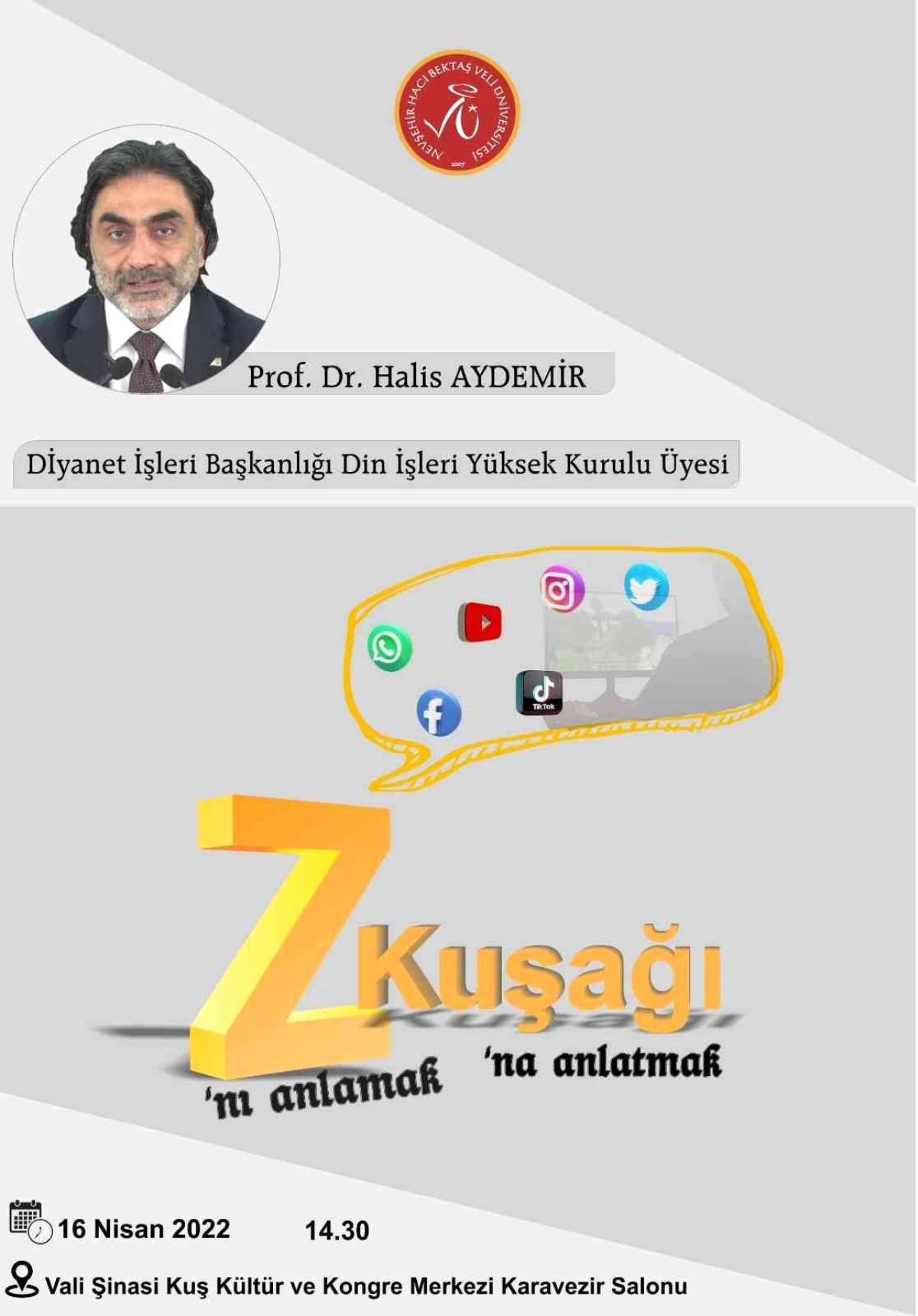 Prof. Dr. Halis Aydemir NEVÜ\'de Konferans Verecek