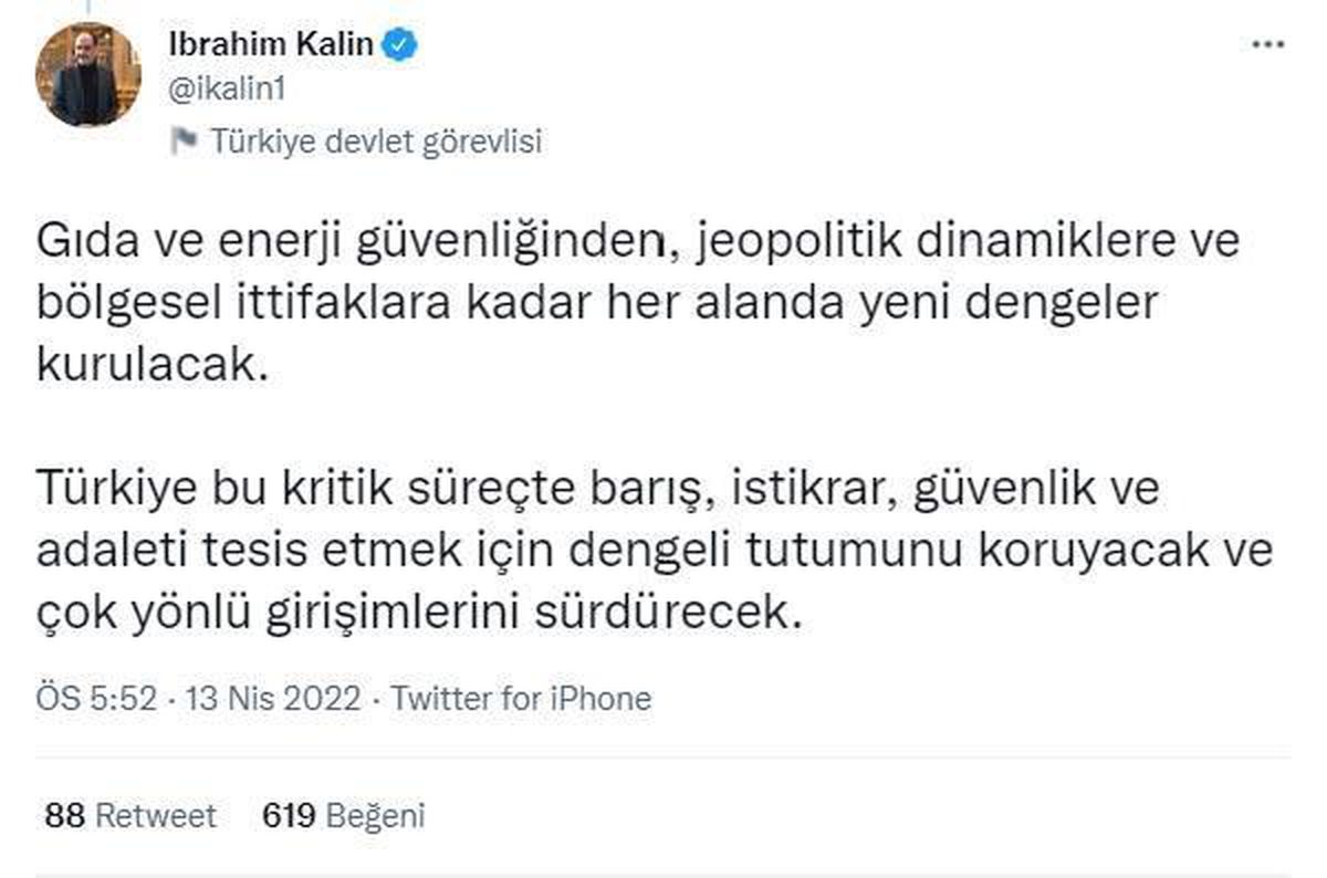 Cumhurbaşkanlığı Sözcüsü Kalın: "Ukrayna krizi derinleşerek devam ediyor"