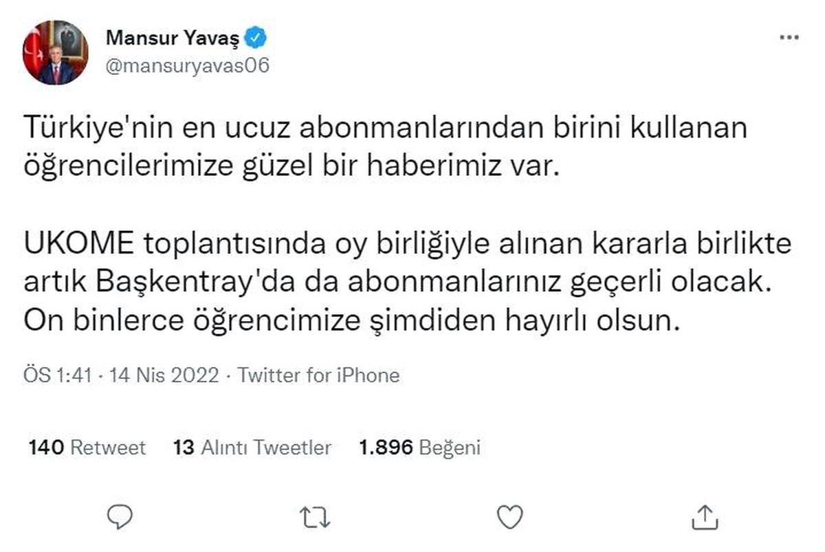 Başkentray\'da da artık abonmanlar geçerli olacak