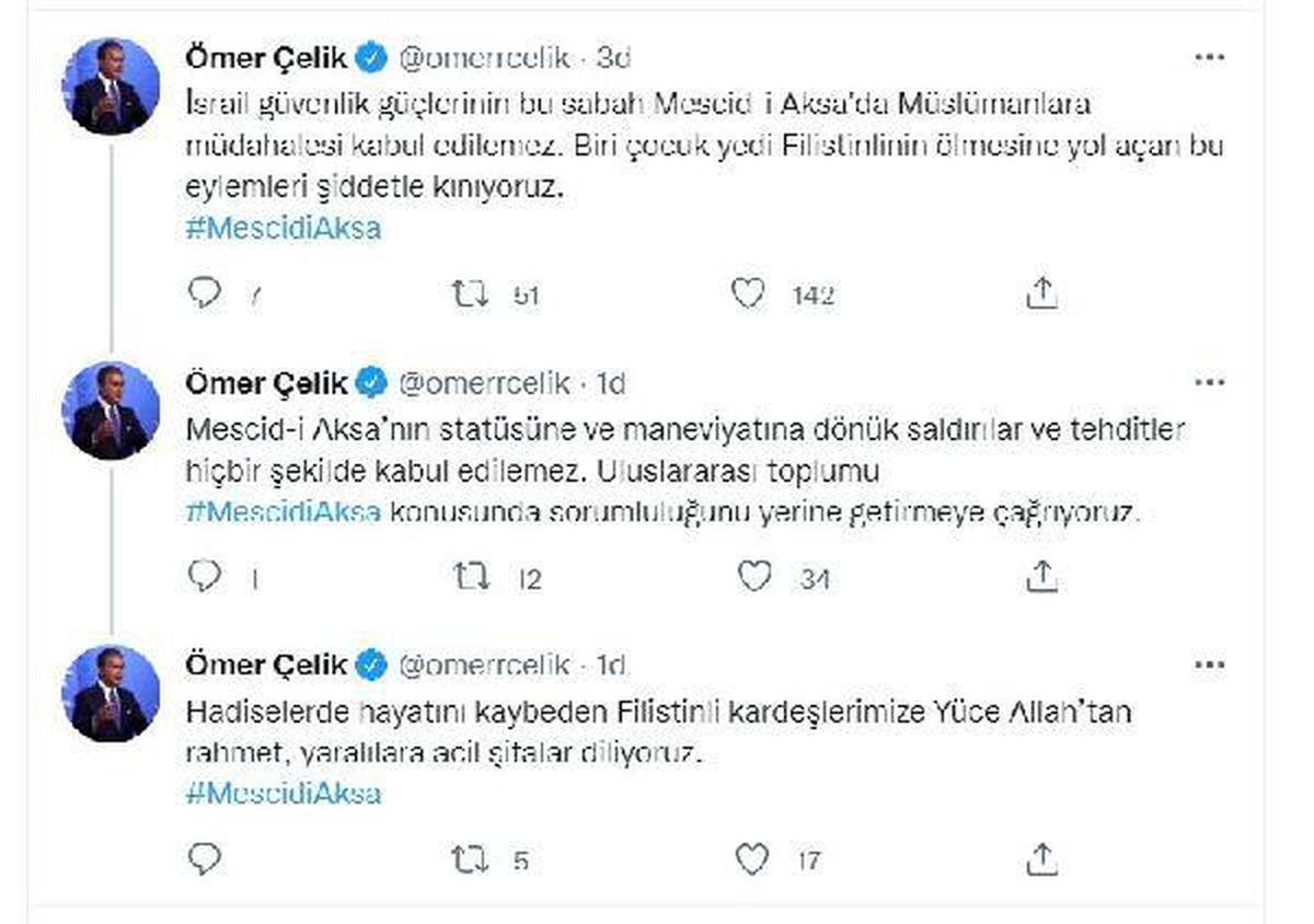 AK Parti Sözcüsü Çelik\'ten İsrail güçlerinin Mescid-i Aksa\'ya baskınına tepki Açıklaması