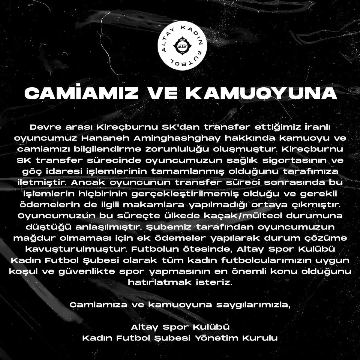 Altay\'ın İranlı kadın futbolcusu kaçak/mülteci durumuna düştü