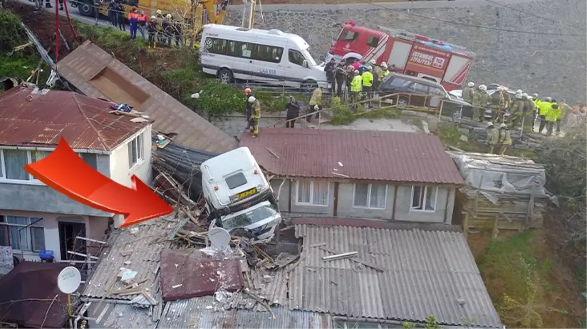 Sarıyer\'de gecekondu üzerine TIR devrildi: Yaralılar var