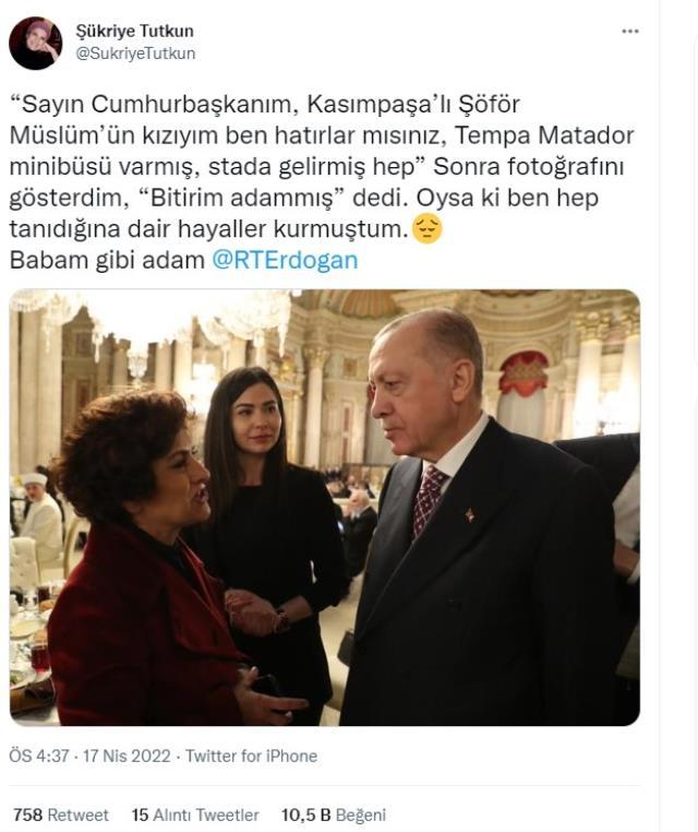 Erdoğan'ın iftardaki tavrı nedeniyle duygulanan Şükriye Tutkun kendini tutamadı: Keşke babam olsa