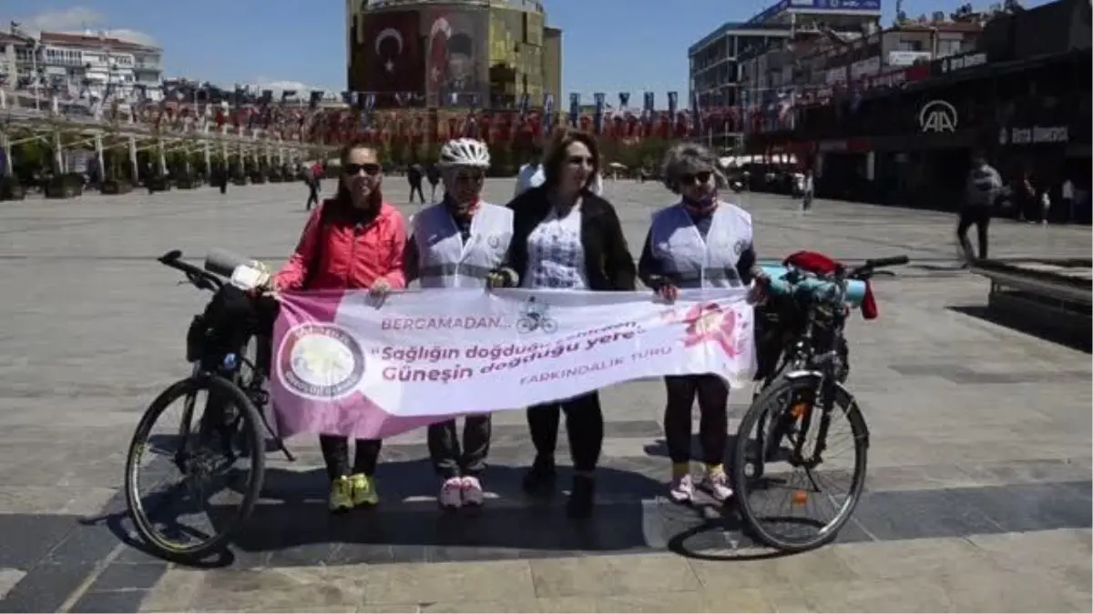 Kanser hastalığına dikkati çekmek için yola çıkan iki kadın, Aydın\'da