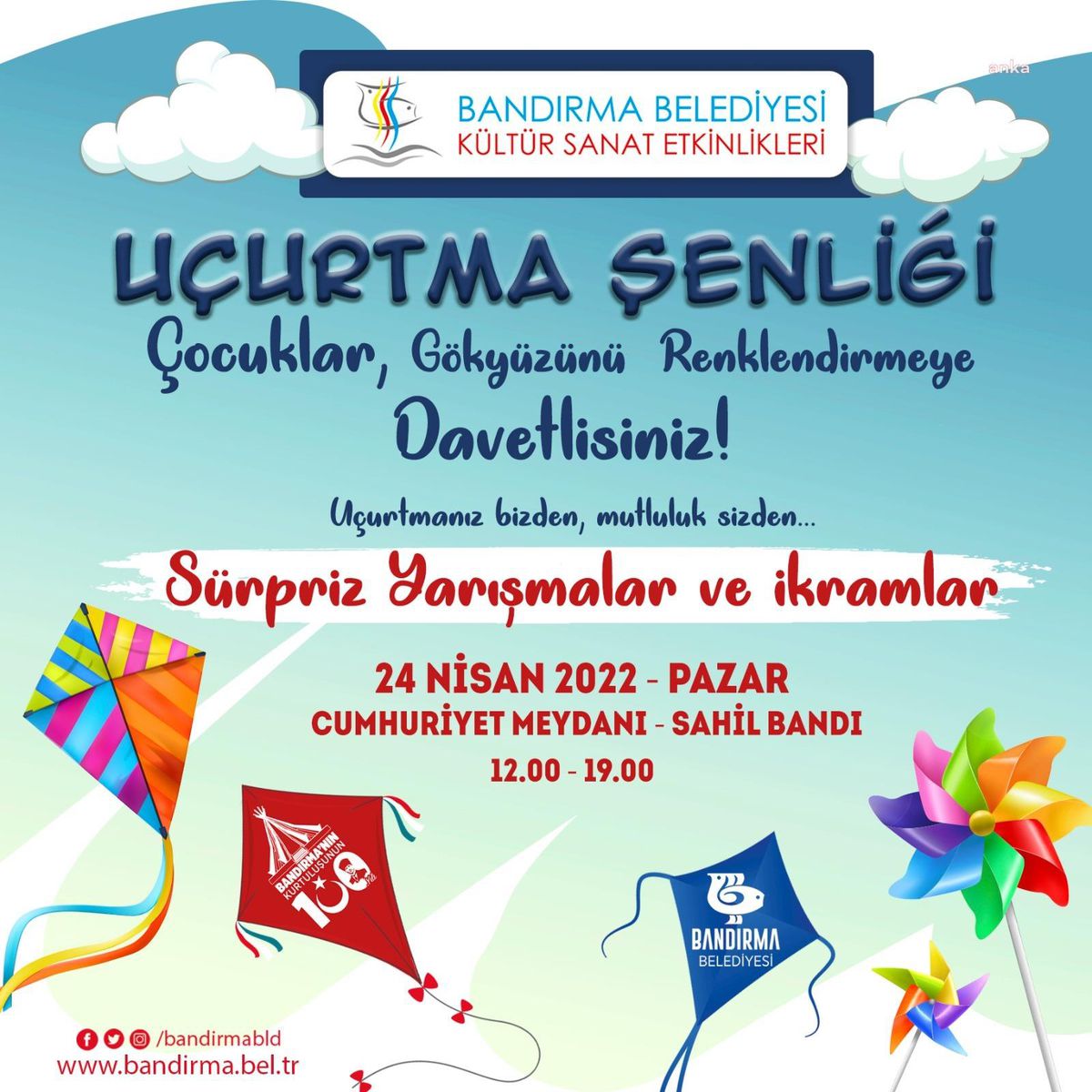 Bandırma Belediyesi\'nden Çocuklara Bayram Hediyesi: Uçurtma Şenliği