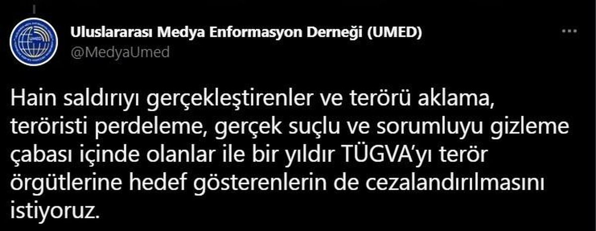 UMED, TÜGVA\'ya EYP tipi bomba ile saldırılmasını kınadı