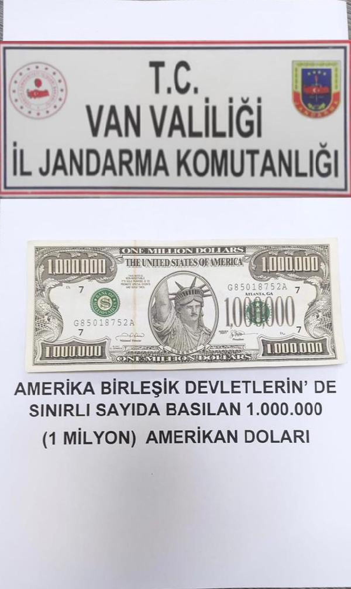 Van\'da 1 milyon dolarlık banknot ele geçirildi