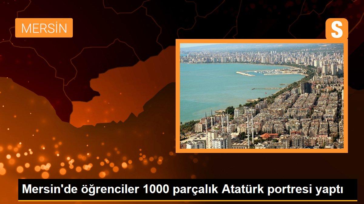 Mersin\'de öğrenciler 1000 parçalık Atatürk portresi yaptı