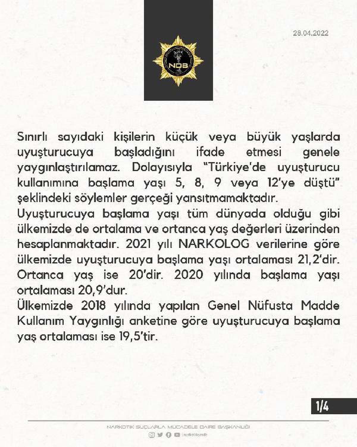 EGM: Ülkemizde uyuşturucuya başlama yaşı ortalaması 21,2\'dir