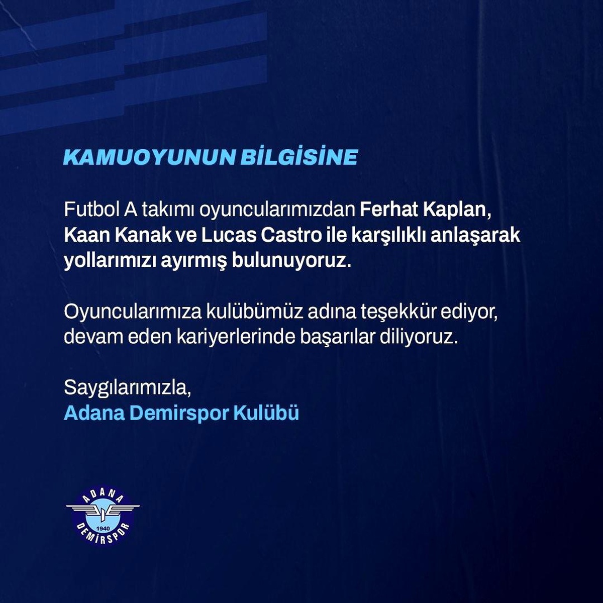 Adana Demirspor\'da 3 ayrılık
