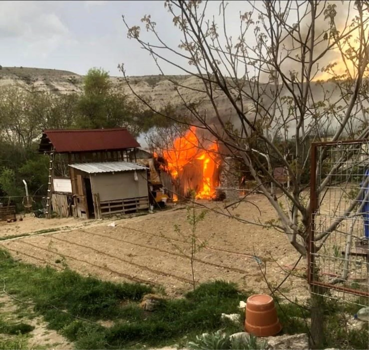 Beypazarı\'nda bağ evi yandı