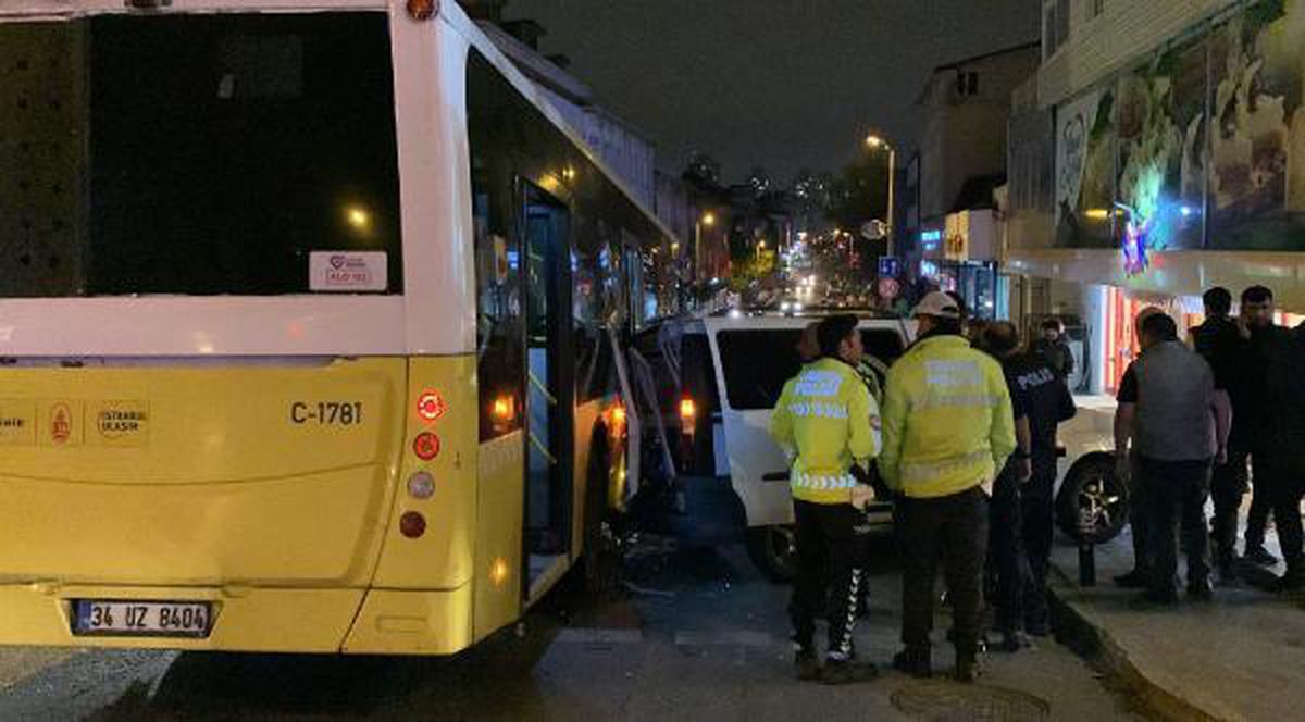 Ataşehir'de İETT otobüsü park halindeki araca çarptı, anne ve çocuğu yaralandı